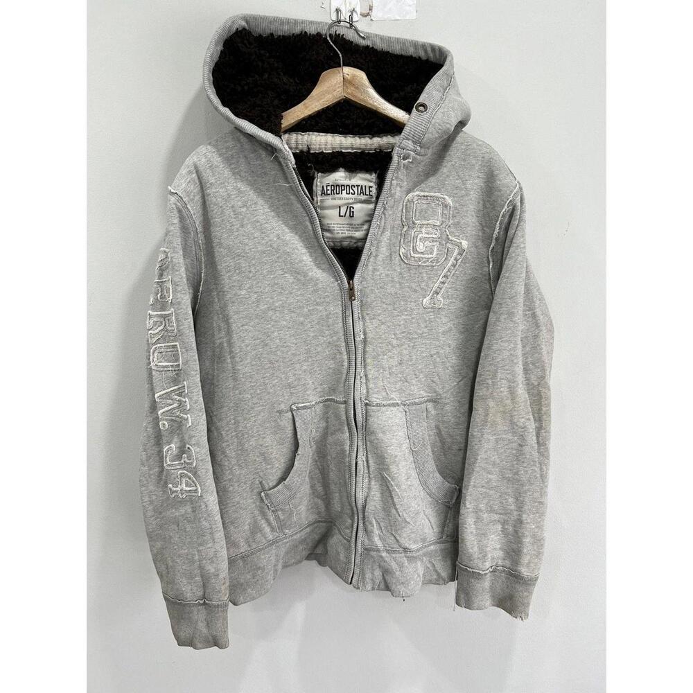 Vintage Y2K Aeropostale Fur Lined Hoodie Zip Sweater